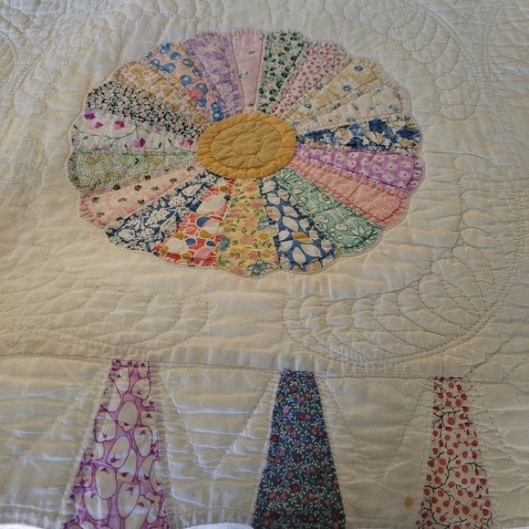 Antique Dresden Plate 1920s Patchwork Quilt 84 x 84 SHIPS TODAY - Picture 9 of 14